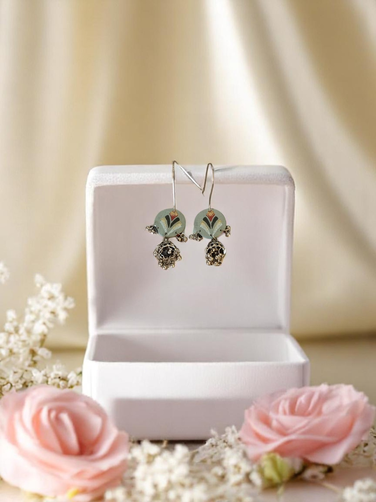 Ethereal Grace Bloom Hand-Painted Drop Earrings