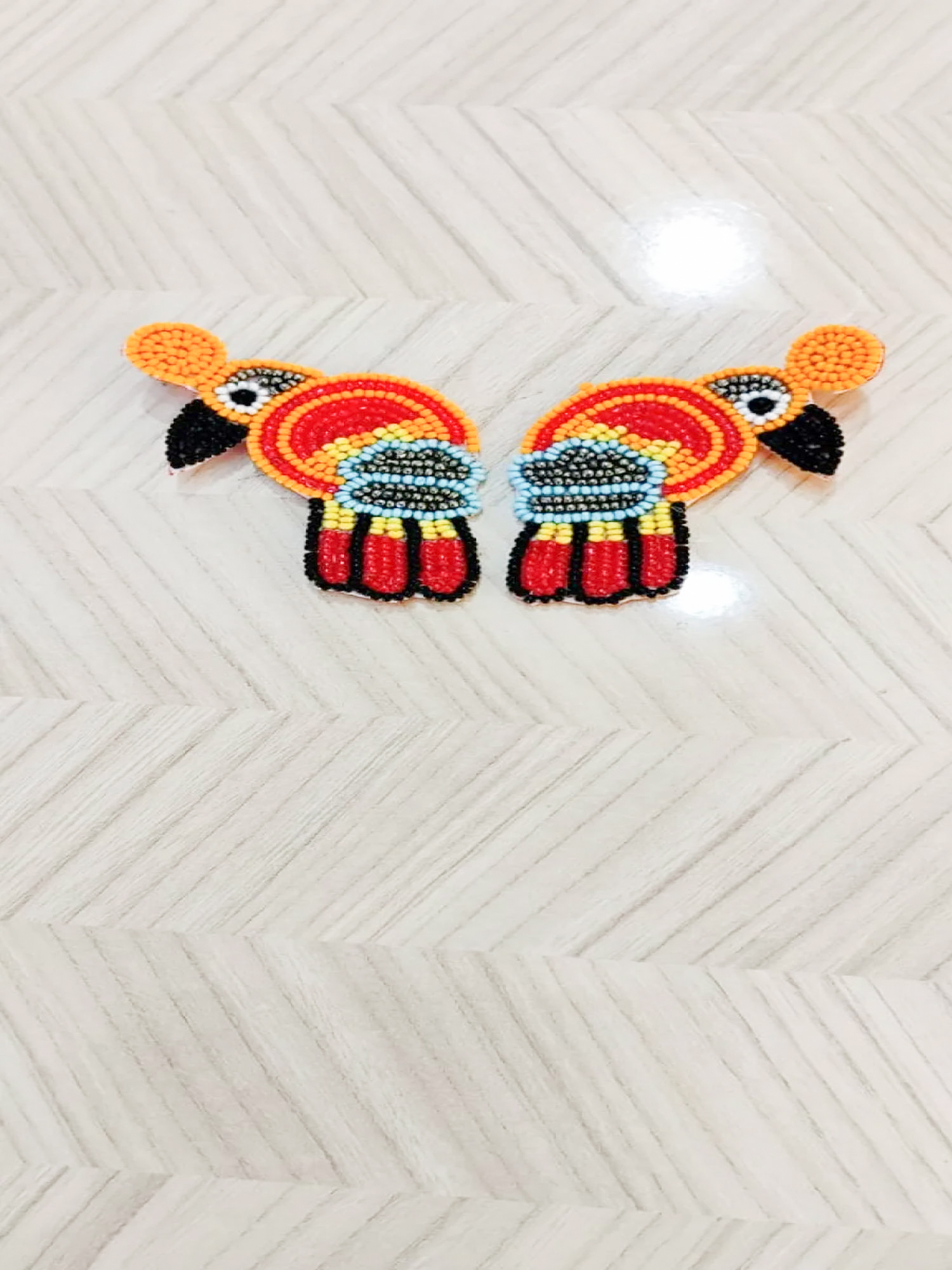 Vibrant Parrot Beaded Earrings