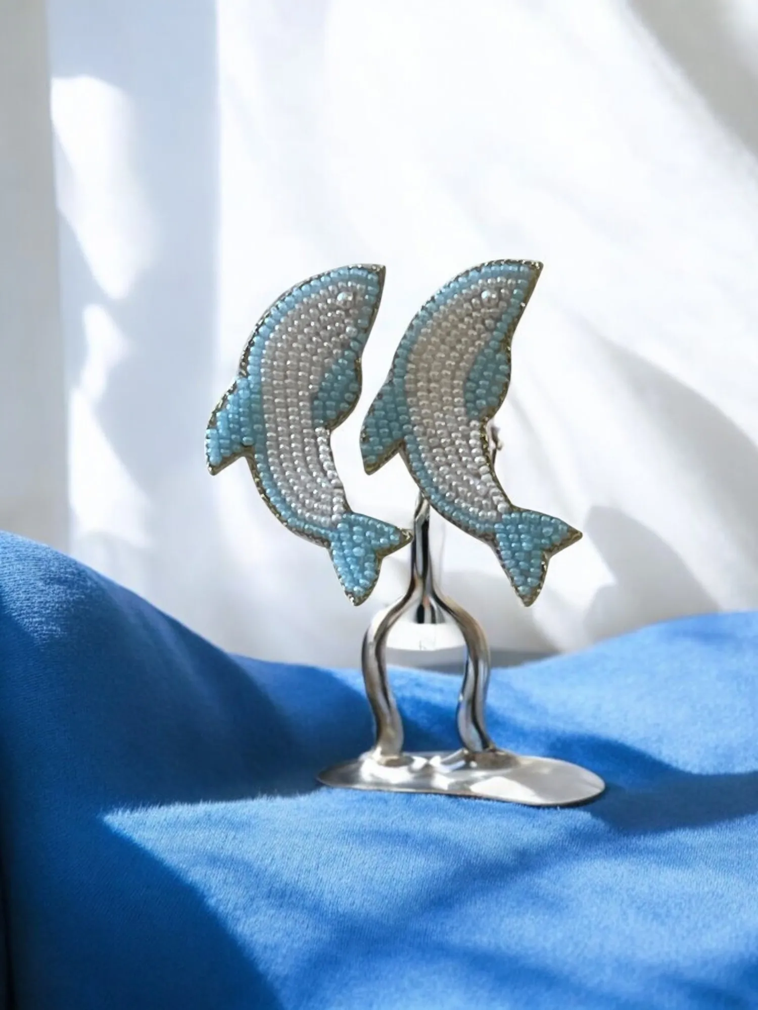 Charming Earrings with Dolphin Decorative elements