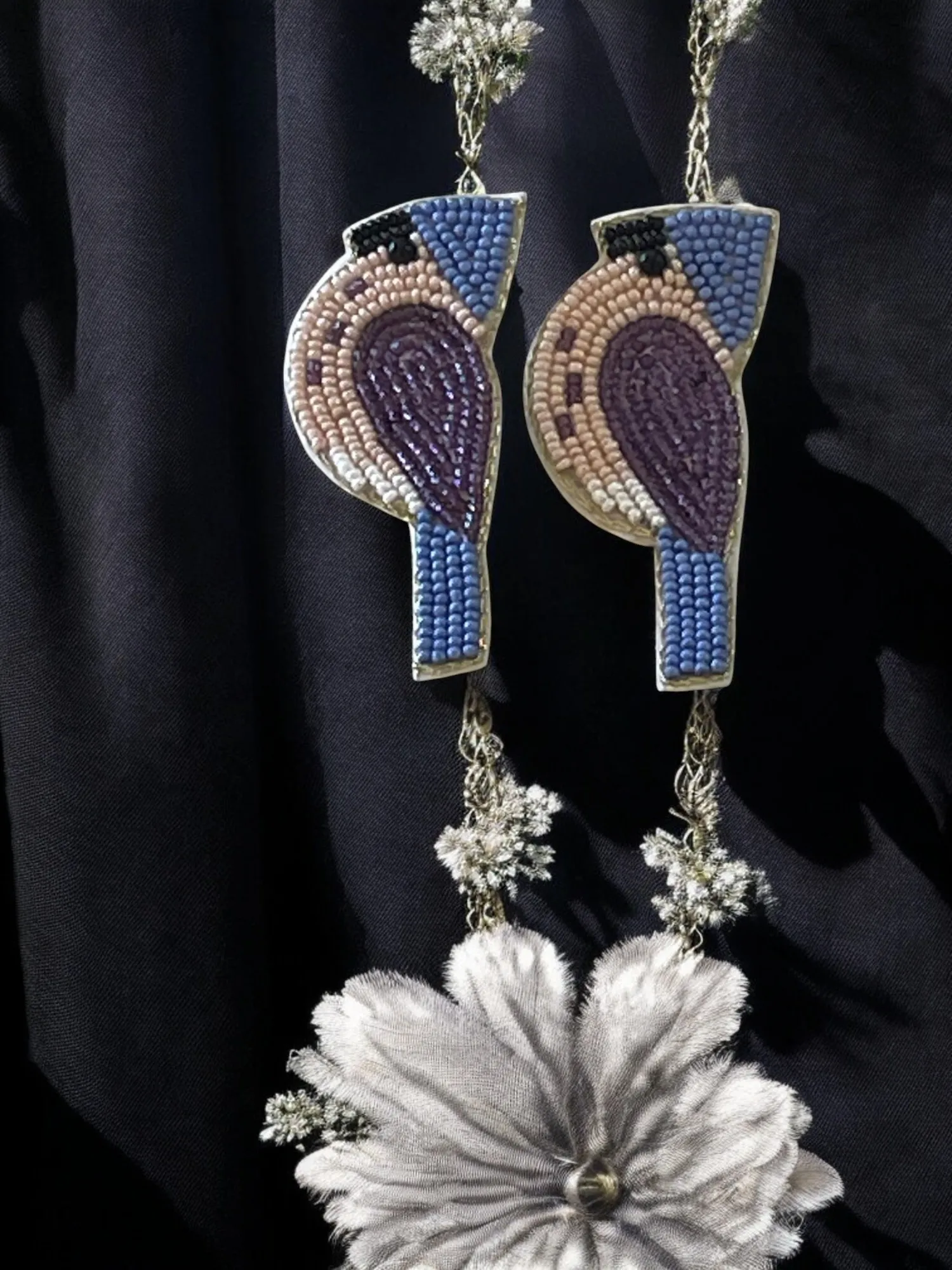 Gemstone Bird Earrings with Floral Accents: Creative Wings