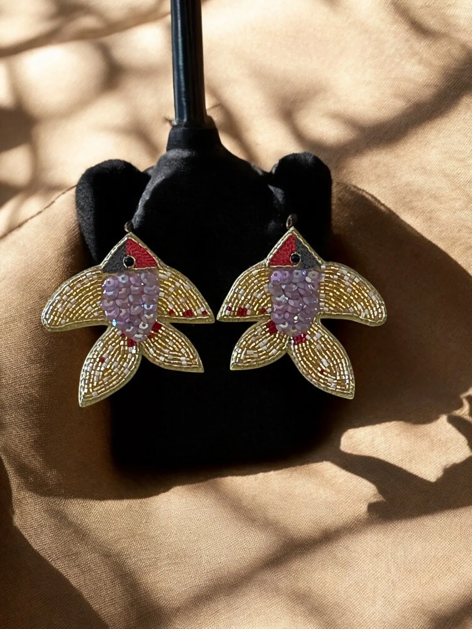 Aquatic Sparkle Sequin & Bead Fish Drop Earrings