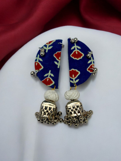 Half Moon Handmade Fabric Earrings