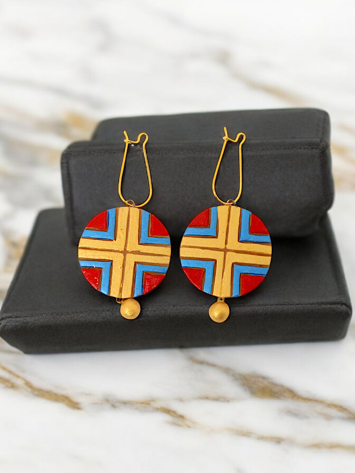 Traditional Handmade Terracotta Round Shape Earrings - Image 2