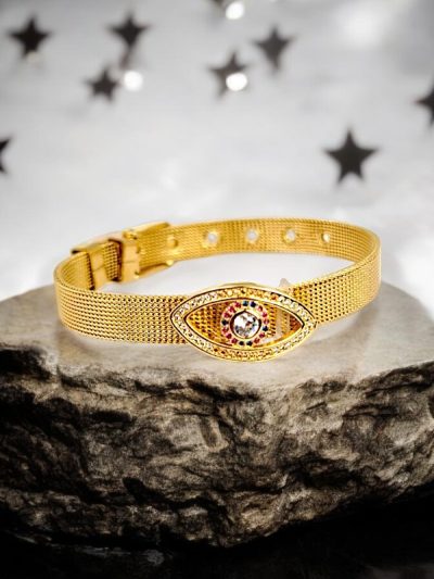 Evil Eye Charm Gold Plated Bracelet