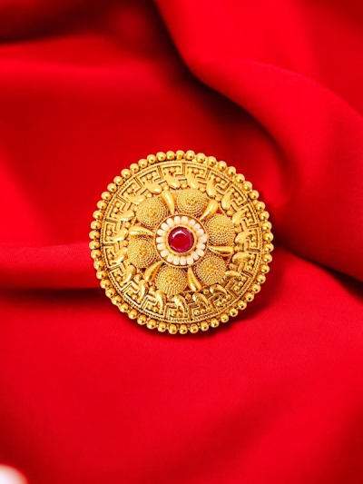 Golden Rajwadi design Adjustable Finger Ring