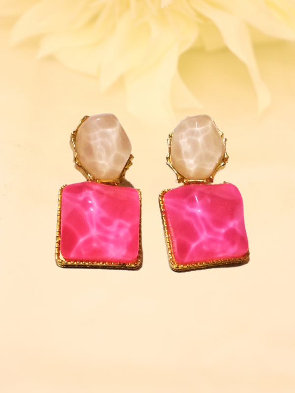 Elegant White And Blue Stone Earrings - Image 2