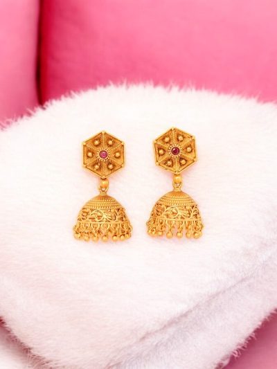 Ruby Gold Jhumka Earrings