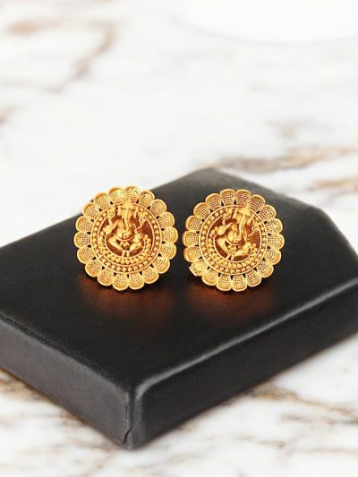 Lord Ganesha Round Shape Stud Earrings