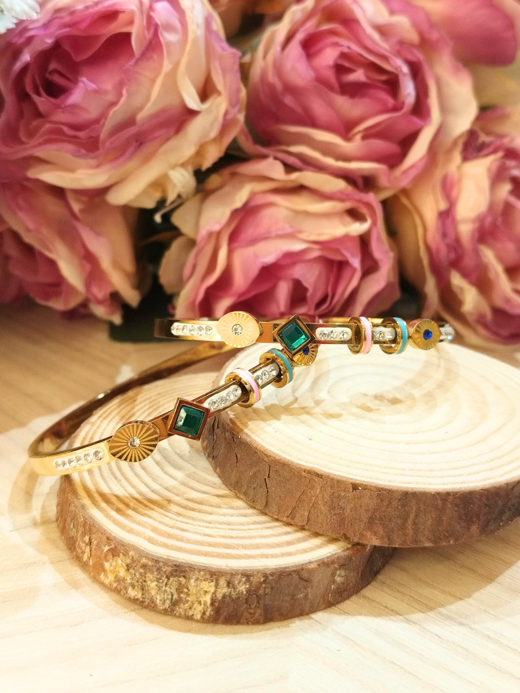 Elegant Mix Pattern Stainless Steel Bracelet - Image 2