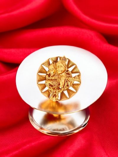 Gold-Plated Lord Krishna Temple Design Adjustable Finger Ring