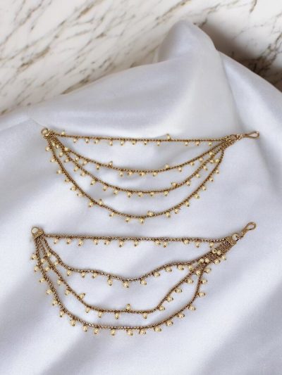 Multi-Layered Pearl Drop Chain Earrings