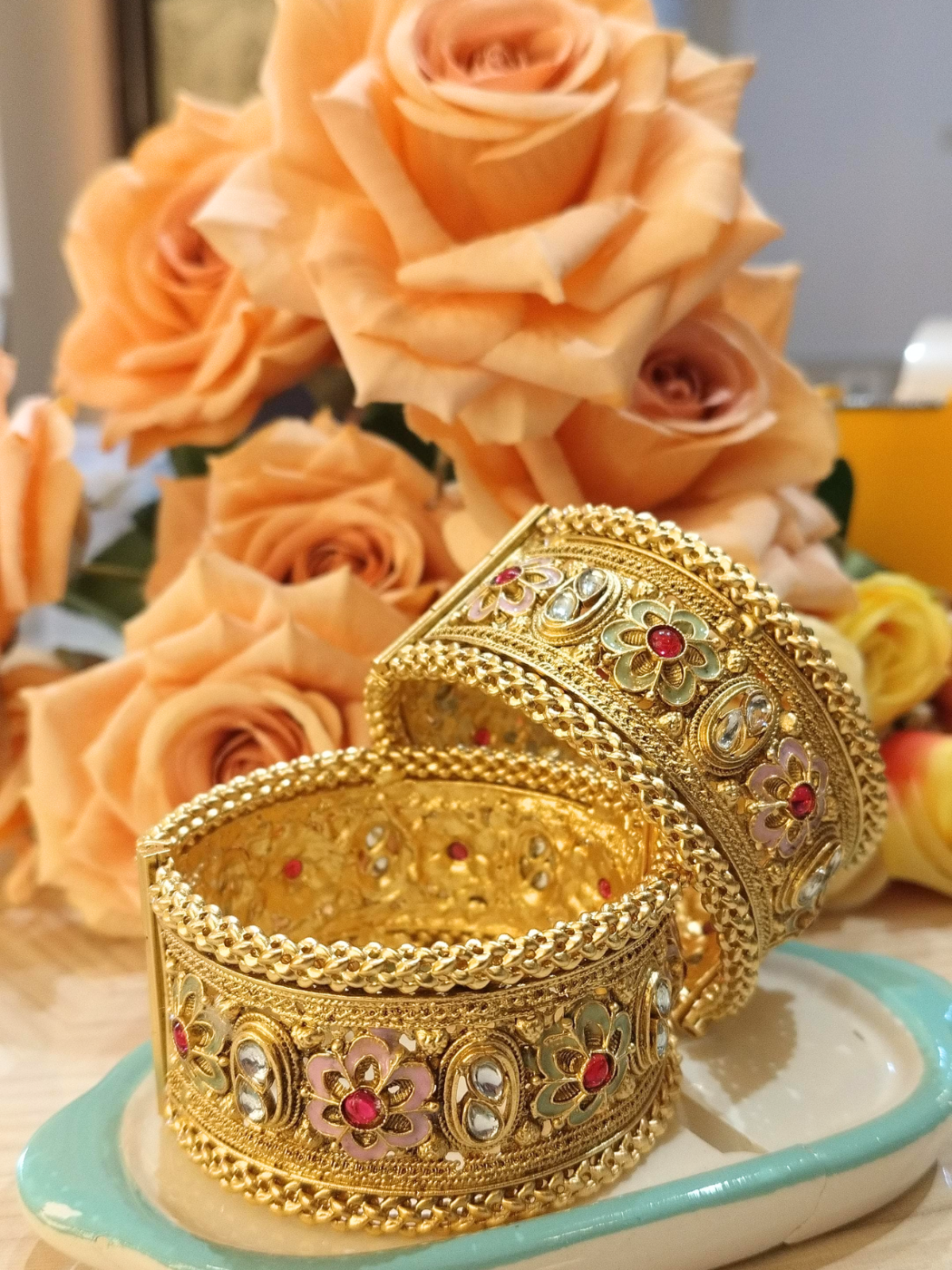Royal Bloom Gold-Plated Bangle Set