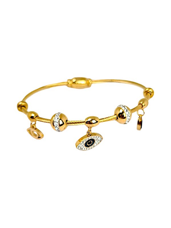 Evil Eye Charm Stone Bracelet - Image 2